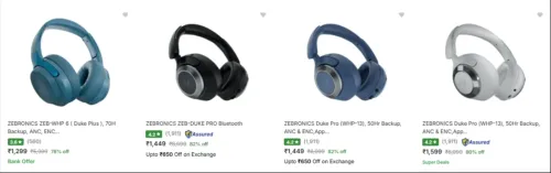 Image of Zebronics Wireless Headphones upto 82% Discount
