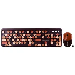 ZEBRONICS Newly launched Companion 301 2.4GHz Wireless Keyboard & Mouse Combo with UV Printed, Retro Style Keys, 104 + 12 Integrated Multimedia Keys, 1600 DPI, High Precision (Brown)