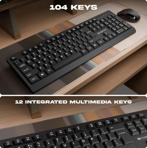Image of ZEBRONICS Zeb-Companion 116 (Black) Wireless Standard Desktop Keyboard Compatible with Desktop, iPad, Laptop, Mac, Table