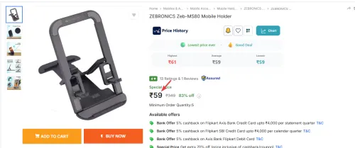 Image of ZEBRONICS Zeb-MS80 Mobile Holder
