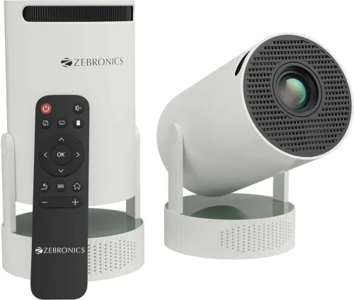 Image of ZEBRONICS ZEB-PIXAPLAY 76B (4000 lm / 1 Speaker / Wireless) Portable Projector (White)