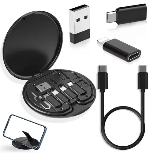 Image of ZedGear All in One 60W USB Type C to C Fast Charging Travel Data Cable Set Micro USB and Lightning Port adapter kit with