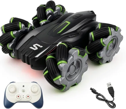 Image of Zee 4X4 Remote Control Stunt Car 360° Rotating Dual Sided Climbing High-Speed Car (Black)