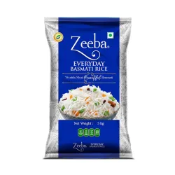 Zeeba Everyday Basmati Rice 5 Kg, Perfect for Everyday Cooking (Cooked length upto 14mm*)
