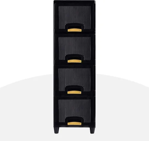 Image of Zeekty 4-Layer Heavy Duty Plastic Storage Drawer with Wheels - Black
