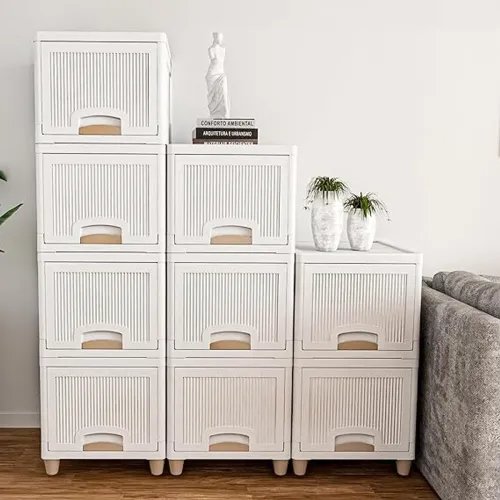 Image of Zeekty Plastic Free Standing Chest of Drawers (Finish Color - WHITE, Pre-assembled)