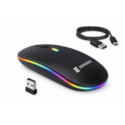 Zen-Slim Wireless Mouse with Rechargeable Battery BT + 2.4GHz, 4 Buttons