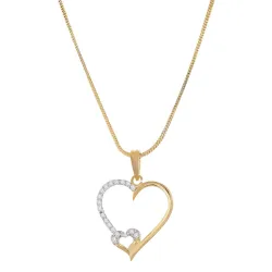 Zeneme Gold Plated Gold Plated and Cubic Zirconia Pendant for Womens & Girls