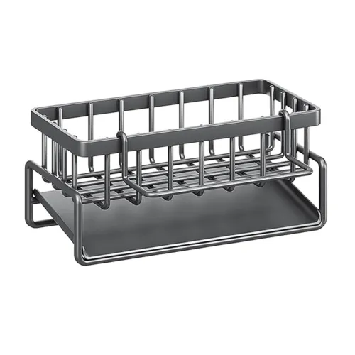 Image of Zentro Kitchen Sink Organizer with Drain Tray, Rust Proof Metal Sponge Holder for Sink