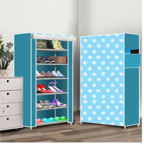 Image of ZENVEXYO 6 Shelf Foldable Collapsible ShoeRack Metal Collapsible Shoe Stand