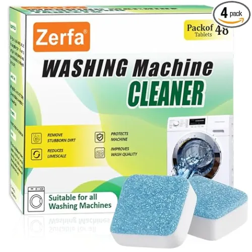 Image of Zerfa Pack of 48 Washing Machine Deep Cleaner Tablets, Descaling Powder Tablets for All Company's Front & Top Load Machi
