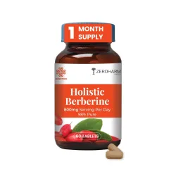 ZEROHARM Holistic Nano Berberine Supplement 98% Pure | Plant-based Berberine Tablets with 800mg per serving | Supports Blood Sugar, Metabolism, Cholesterol Levels & Hormonal Balance | 60 Tab...