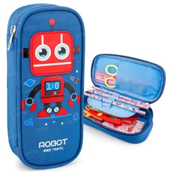Zest 4 Toyz Expandable Blue Robot Pencil Case | Pencil Pouch for Boys & Students