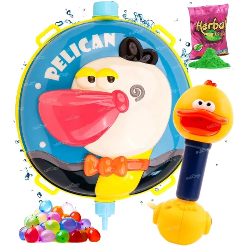 Image of Zest 4 Toyz Holi Water Pichkari for Kids Holi Backpack Water Tank with 1 Pkt Herbal Gulal and 100 Water Balloons for Hol
