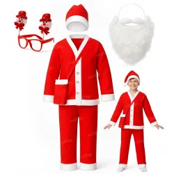 Zest 4 Toyz Santa Claus Dress for Kids Christmas Dress With Jacket, Pant, Cap, Goggles, Beard and Pouch Santa Dress for 