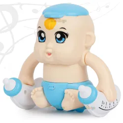 Zest 4 Toyz Musical Toys Tumbling Baby Electric Toys with Baby Bottle Voice Control Sensor Light Music Rotating Arm Sound Toy for Kids (Pack of 1) Random Color Dispatch