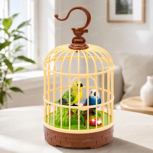 Image of Zest 4 Toyz Singing Moving Chirping Bird Pet Toy in Cage