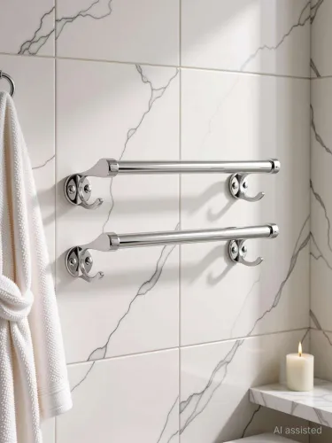 Image of Zesta 24 INCH Steel Towel Bar | Bathroom Towel Rod Holder 24 inch 2 Bar Towel Rod (Stainless Steel Pack of 2)