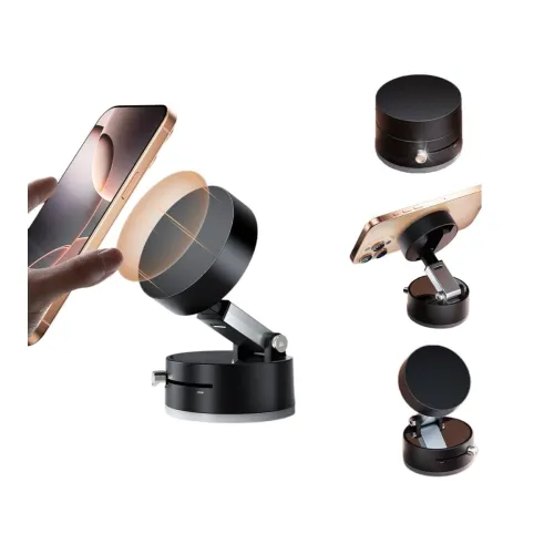 Image of ZETY Magnetic Car Phone Holder | MagSafe Compatible Mount for iPhone 16/15/14/13/12 | Windshield Use (Black)