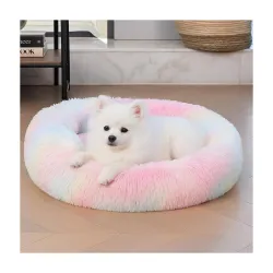 ZEXSAZONE Winter Round Donut Pet Bed for Cats, Puppies, and Dogs, Cozy and Plush, Raised Bedside Support, Both Sides Use