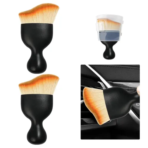 Image of Ziciner 2 PCS Car Detailing Brush, Curved Soft Bristles Auto Removal Dust Collectors, Universal Vehicle Dashboard, Air C
