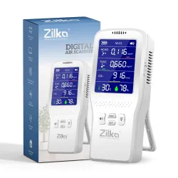 Zilka® Air Quality Monitor Accurate CO2, 11+ Gases TVOC Sensor, HCHO IAQ