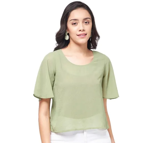 Image of Zima Leto Women’s Stylish Sheer Crop Top 