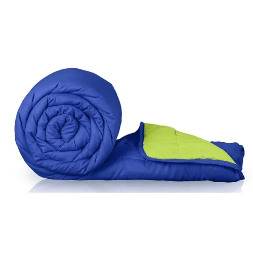 Image of Zinnia Ultra Soft Reversible Comforter: Single Bed (Bright Green & Deep Blue)