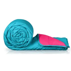 Zinnia Ultra Soft Microfibre Reversible Comforter - Double 230 x 255 CM, Pink and Teal(Solid - Vibrant)