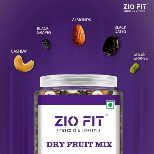 Image of Ziofit Popular Dry Fruit Mix Jar 900g,Californian Almonds, Cashews, Dates, Black Raisins and Green Raisins, Natural and 