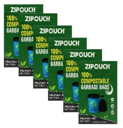 ZIPOUCH Compostable Garbage Covers Medium Size 19x21 Inches | 75 Bags (5 Packs of 15) | Dustbin Covers, Bin Bag, Garbage Bag Medium Size, Trash Bags, Eco Friendly Waste Bags