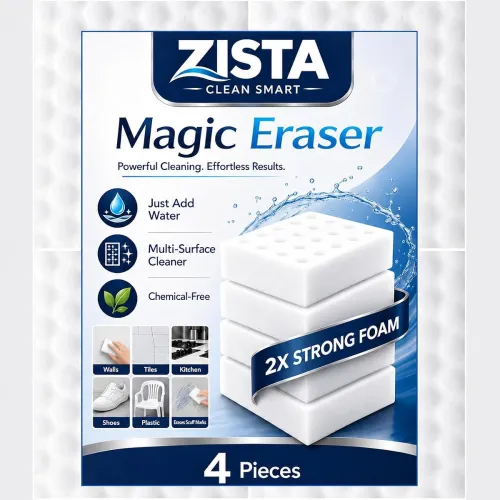Image of ZISTA Magic Eraser Cleaning Sponge Pack of 4