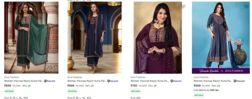 Image of Ziva Fashion Women's Ethnic Sets at minimum 70% Off