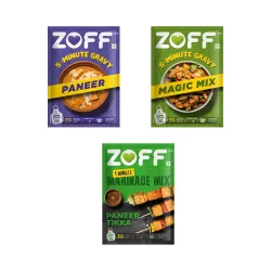 ZOFF Veg Gravy & Marinade Combo – Paneer Gravy (90g), Magic Curry Mix (90g), Paneer Tikka Marinade (25g) –Instant, Authe