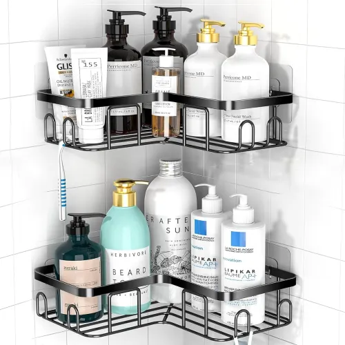 Image of ZOLMIX Bathroom Corner Shelves | Self-Adhesive, Wall Mounted (2 Pack)