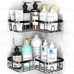 ZOLMIX Bathroom Corner Shelves | Self-Adhesive, Wall Mounted (2 Pack)