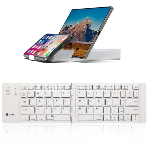 Image of Zoook Palmpad Premium Foldable Bluetooth Keyboard / Foldable x 2 / 110mAh Battery-112 hrs Backup / Free case, Cum Stand 