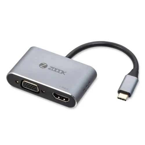 Image of Zoook USB C Hub Type C to 4K HDMI VGA Adapter