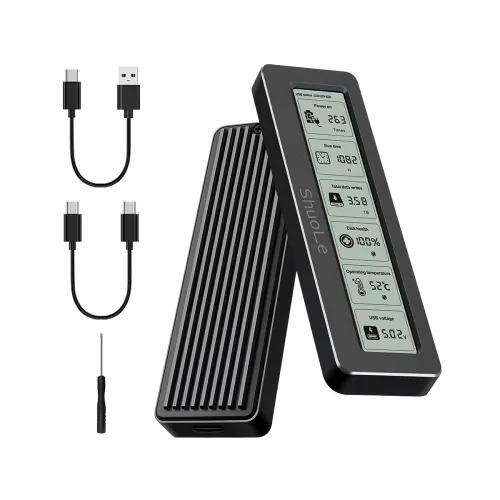 Image of Zorbes Aluminum M.2 Nvme SATA SSD Enclosure with LCD Display USB 3.2 Gen 2 10Gbps M.2 NVMe SSD Enclosure NVME PCI-E M-Ke