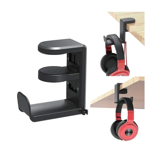 Image of ZORBES® PC Gaming Headset Headphone Hook Holder Hanger Mount, Headphones Stand with Adjustable Rotating Arm Clamp, Under