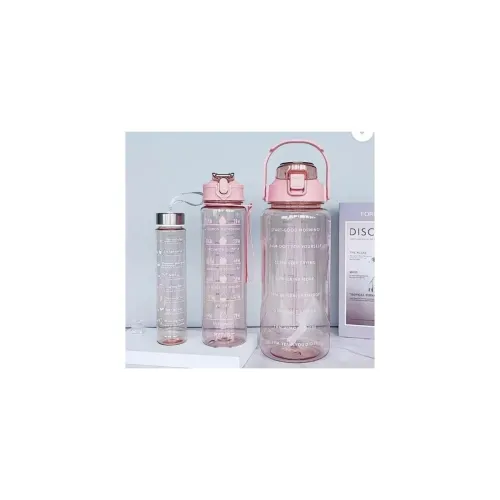 Image of ZOREKI Set of 3 Transparent Water Bottle 2000ML, 900ML, 300ML with Motivational Time Marker |Leak Proof&Break-Proof | Be