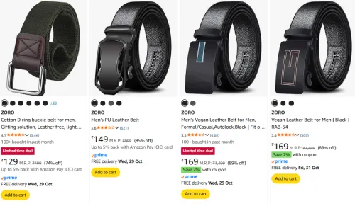 Image of Zoro Men's Leather Belts Starting @ ₹129