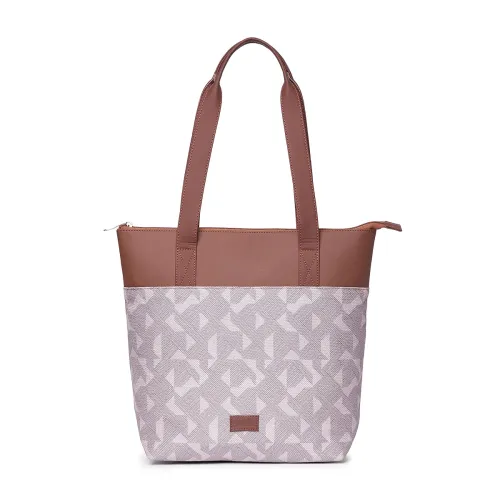 Image of ZOUK Printed Jute & Vegan Leather Everyday Tote Bag