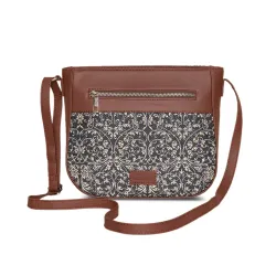 ZOUK Womens Handcrafted Black Lattice Lace U Shaped Sling Bag