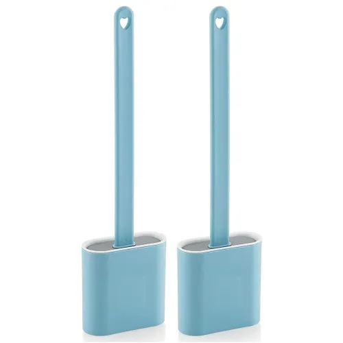 Image of Zuku Toilet Cleaning Brush Bathroom Cleaning Accessories Toilet Brush with Holder Stand Silicon Toilet Brush Cleaner Com