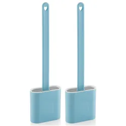 Zuku Toilet Cleaning Brush Bathroom Cleaning Accessories Toilet Brush with Holder Stand Silicon Toilet Brush Cleaner Commode Cleaning Brush Wall Mounted Bathroom Cleaning Accessories(Blue,Pa...