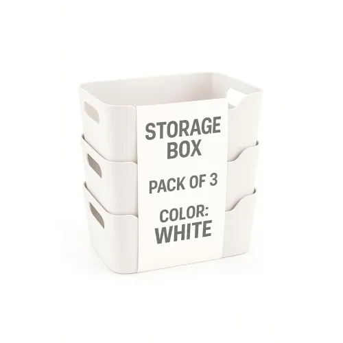Image of Zuku Storage Box Baske (White,3Pcs)