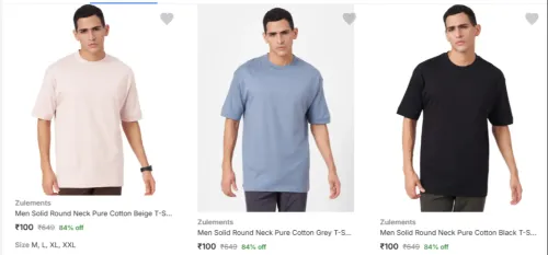 Image of Zulements Mens T Shirts Starting at @ ₹100