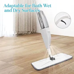 Zureni Spray Mop Set with 1 Adjustable Head Extendable Handle & Replaceable Mop-Pads for Industrial Household Floor Clea