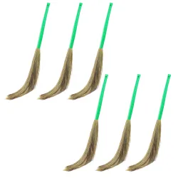 Zureni ZN-BR-06 Sphere Floor Broom with Natural Soft No Dust Grass Long Stick Jhadu for Home Pantry Office Cleaning (6 P